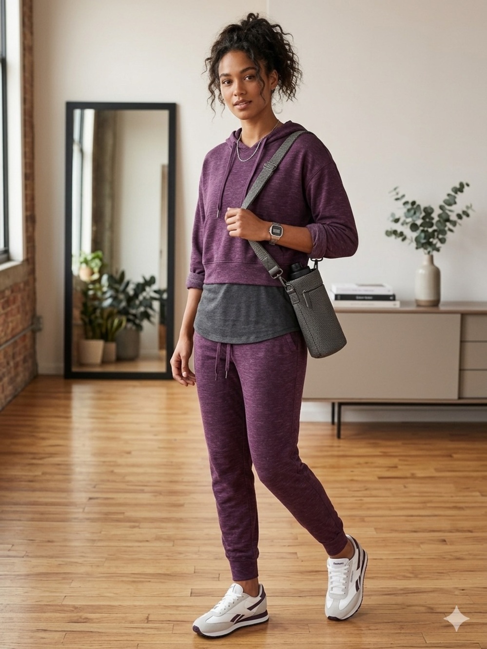 Members Mark Sherpa Lined Fleece Jogger Soft Cozy Purple Sweatpants Large
